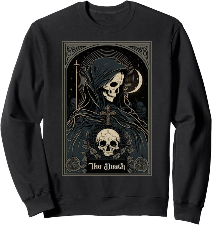 Skelett The Death Tarot Karte, Vintage Gothic Dark Hexerei Sweatshirt