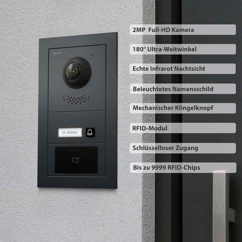 Goliath Hybrid | IP | Full-HD Video Türsprechanlage | App | 1-Fam | 1 x Full-Touchscreen 10" | Alumi