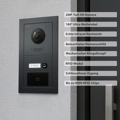 Goliath Hybrid | IP | Full-HD Video Türsprechanlage | App | 1-Fam | 2 x Full-Touchscreen 10" | Alumi