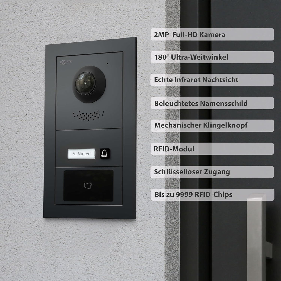 Goliath Hybrid | IP | Full-HD Video Türsprechanlage | App | 2-Fam | 2 x Full-Touchscreen 10" | Alumi