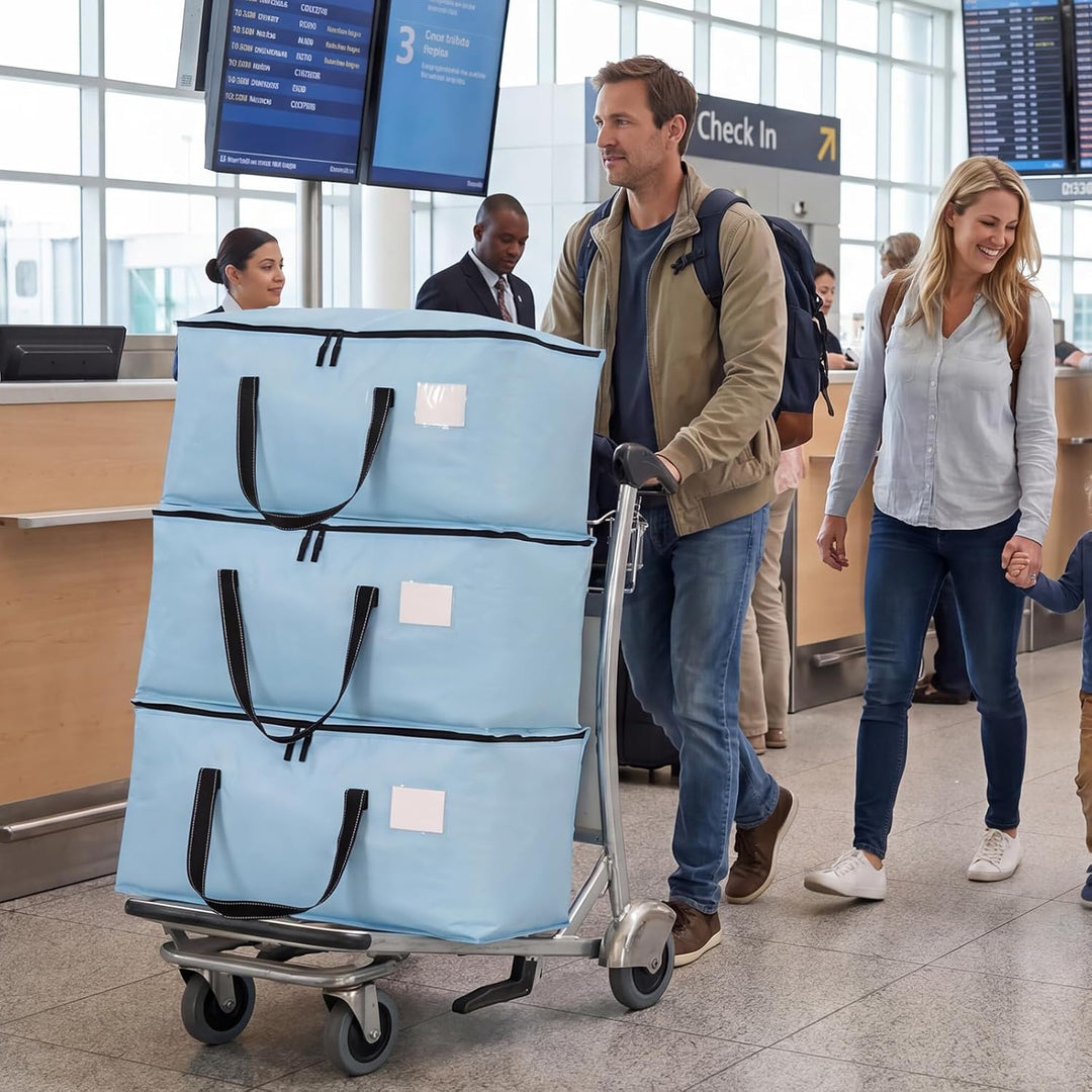Dntorx 4 Stück Aufbewahrungstasche Mit Deckel, 93L Faltbare, Hellblau Hellblau 93L 4er-Pack, Hellbla