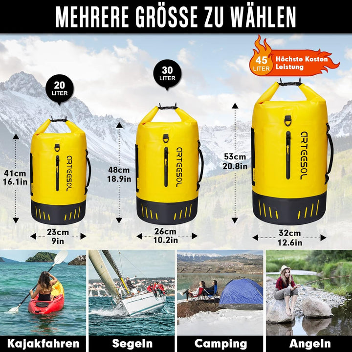 Blackace arteesol Wasserdichter Rucksack - Dry Bag 20L 30L 40L 45L Wasserfester Rucksack Seesack Was
