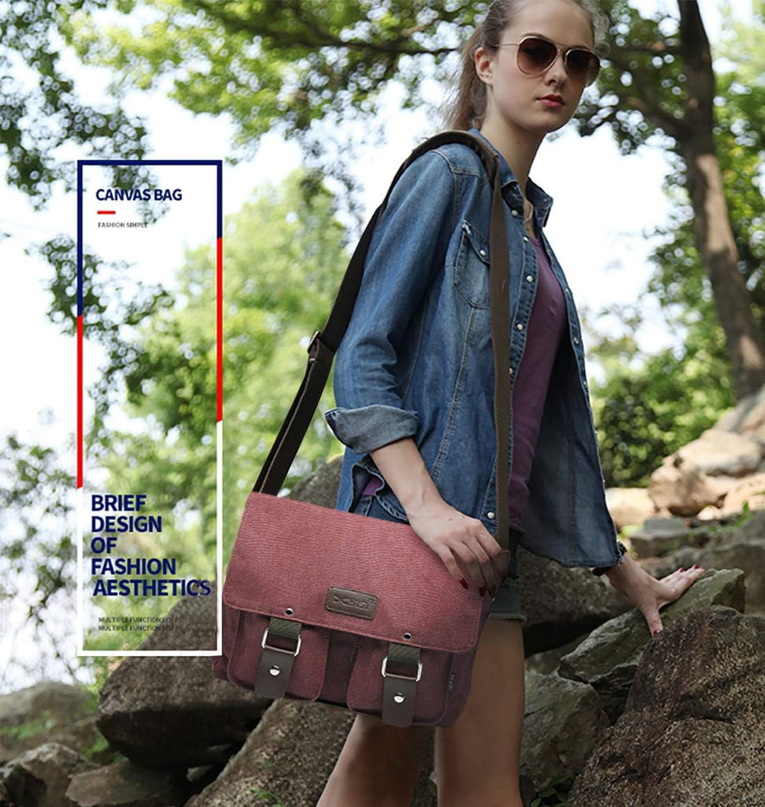 FANDARE Leinwand Messenger Bag Umhängetasche 7.9 inch iPad Tasche Schultertasche Unisex Segeltuch Ta