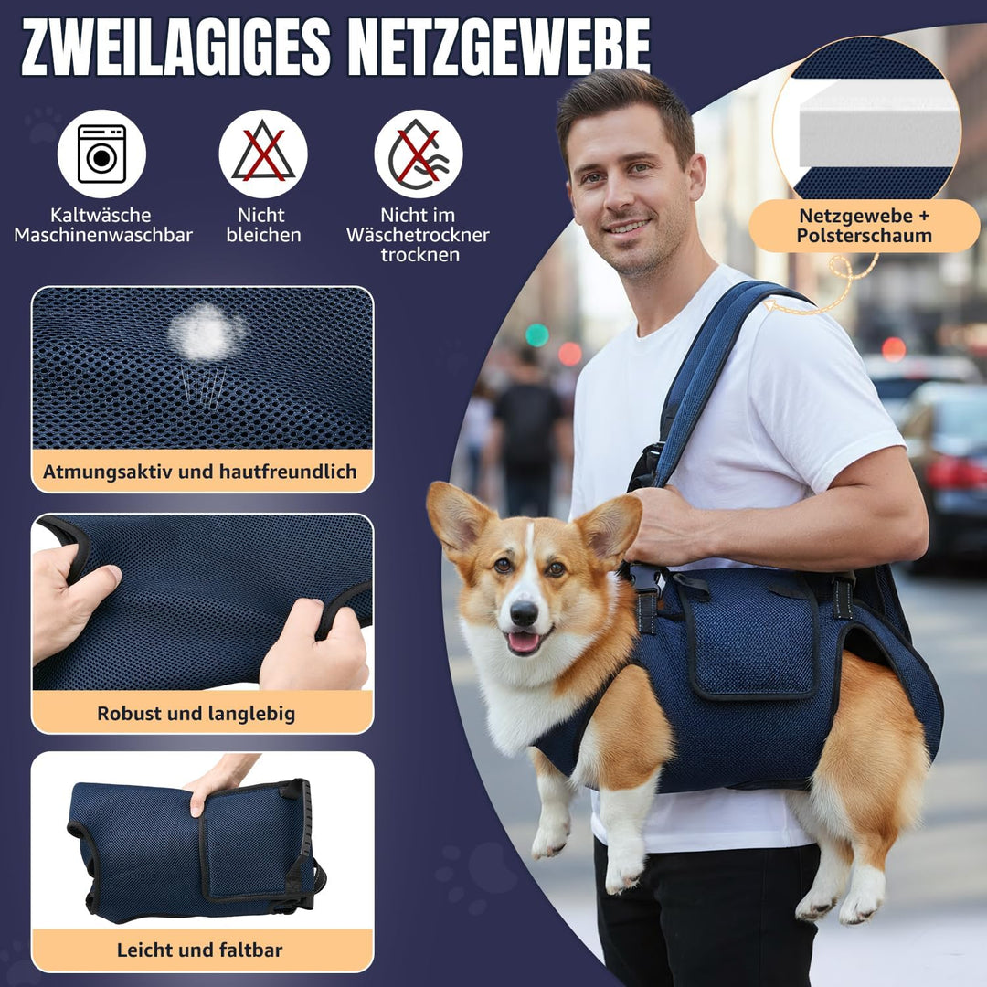Tragehilfe für mittelgrosse grosse Hunde, atmungsaktive Tragetasche Hund mit Gurten &amp; Haltegriff für
