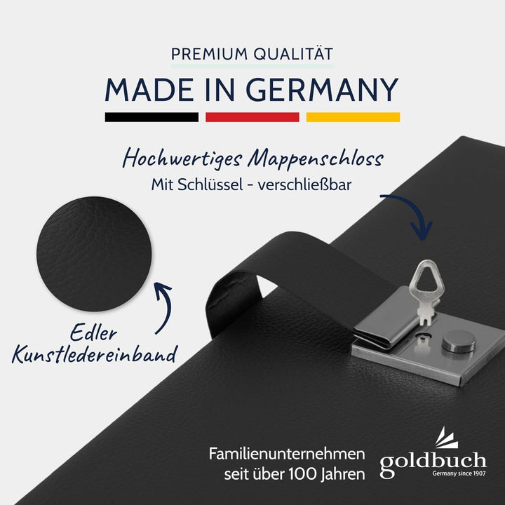 goldbuch Dokumentenmappe, Bologna, 27,5 x 34 cm, Inklusive 5 Sichthüllen, Erweiterbar, Mit Schloss,