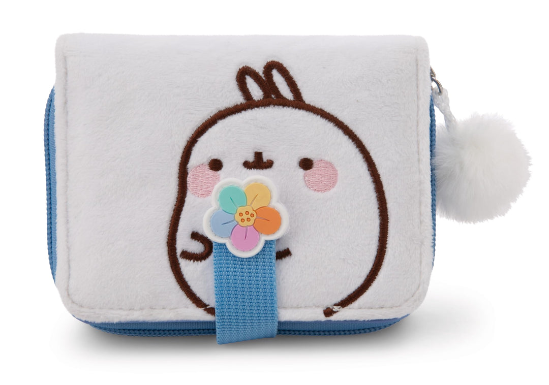 NICI Geldbeutel MOLANG mit Regenbogenblume 12x9,5cm weiss - Brieftasche Mädchen Geldbörse Münze Reis