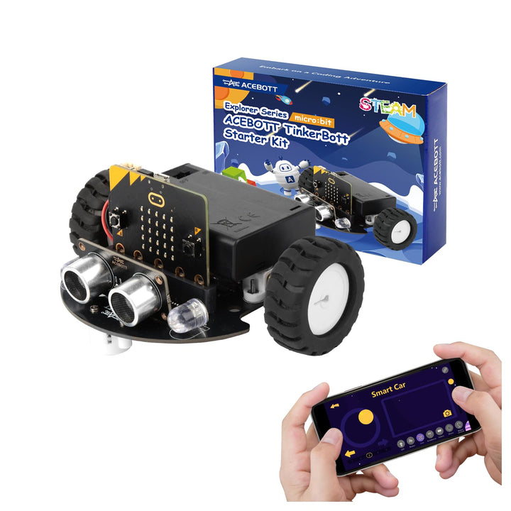 ACEBOTT Roboter Bausatz für Kinder, Roboter Kinder mit BBC Micro:bit V2, Fernbedienung und App Steue