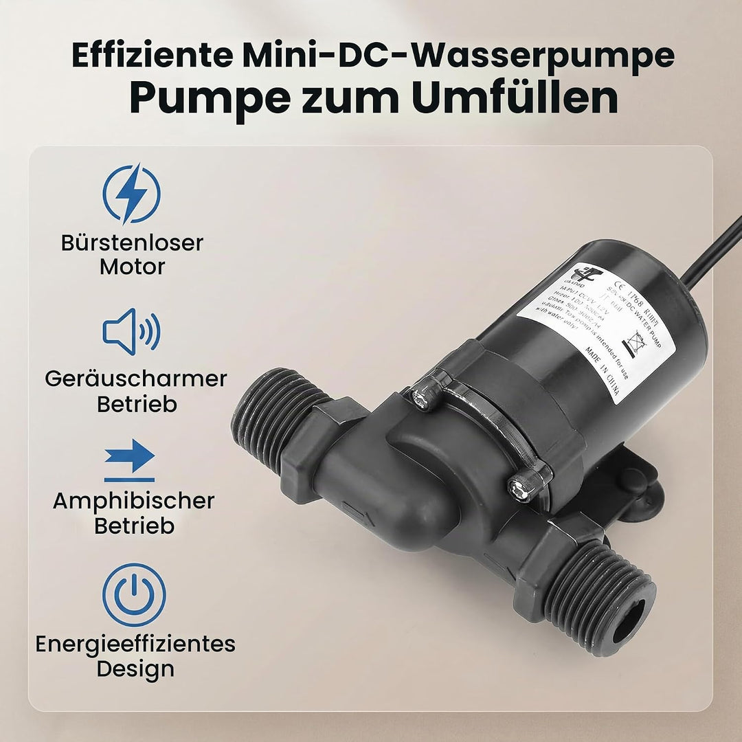 12V Tauchpumpe Solarmodul Wasserzirkulation Bürstenlos DC Pumpe für Warmwasser 0-80℃