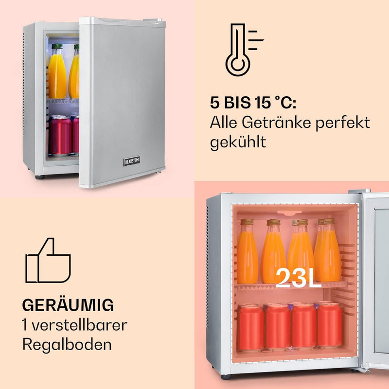 Klarstein Mini Kühlschrank für Zimmer, Camping, Kosmetik & Outdoor, Mini Getränkekühlschrank, Leiser