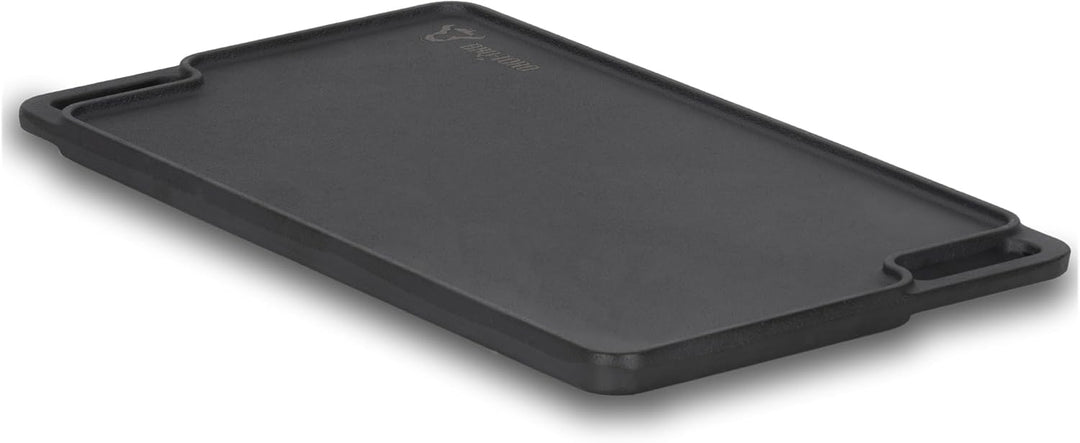 BBQ-Toro Gusseisen Grillplatte mit Griffen | 40 x 23 cm | Wendeplatte, beidseitig verwendbar | Recht