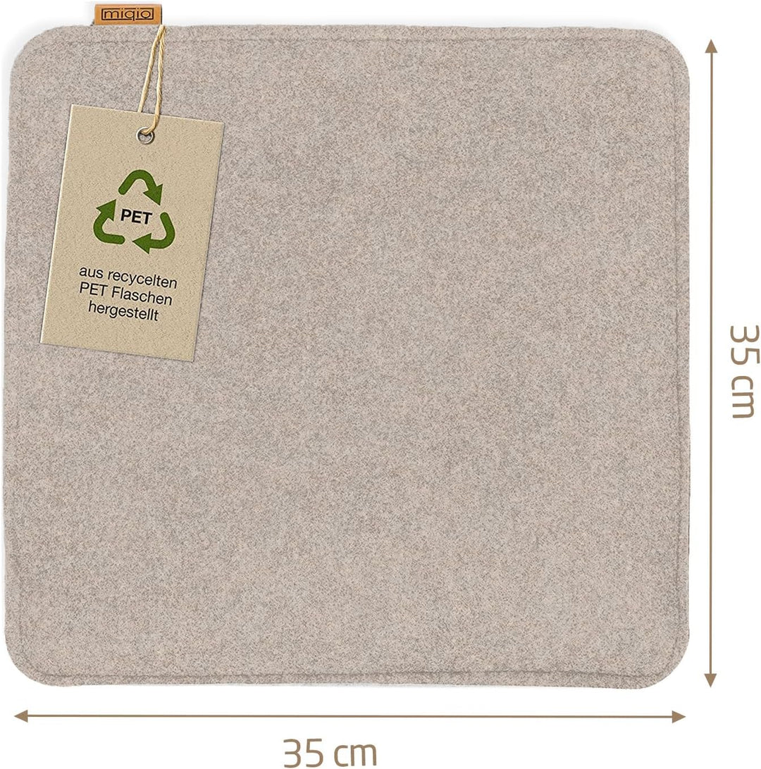 Miqio Design Filz Sitzkissen eckig mit Antirutschnoppen | 35cm | 4er-Set | Indoor und Outdoor | Nach