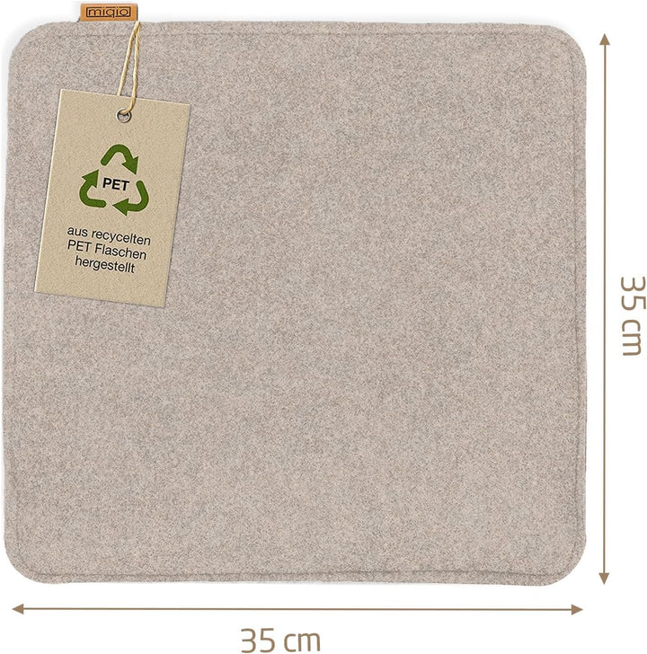 Miqio Design Filz Sitzkissen eckig mit Antirutschnoppen | 35cm | 4er-Set | Indoor und Outdoor | Nach