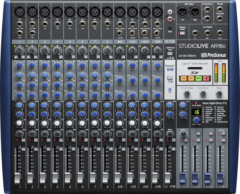 PreSonus StudioLive AR16c, 18-Kanal, Hybrid Digital/Analog Performance Mischpult/USB-C-kompatibles A