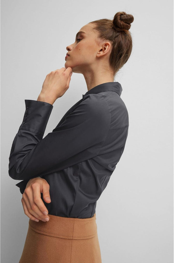 HUGO Damen The Fitted Shirt Bluse 34 Black1, 34 Black1