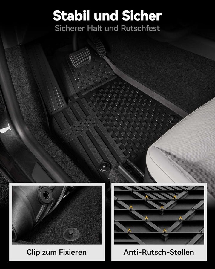 3W Fussmatten für Tesla Model Y Neu 2025 2026 Juniper, TPE Allwetter Massgeschneiderte Gummimatten f