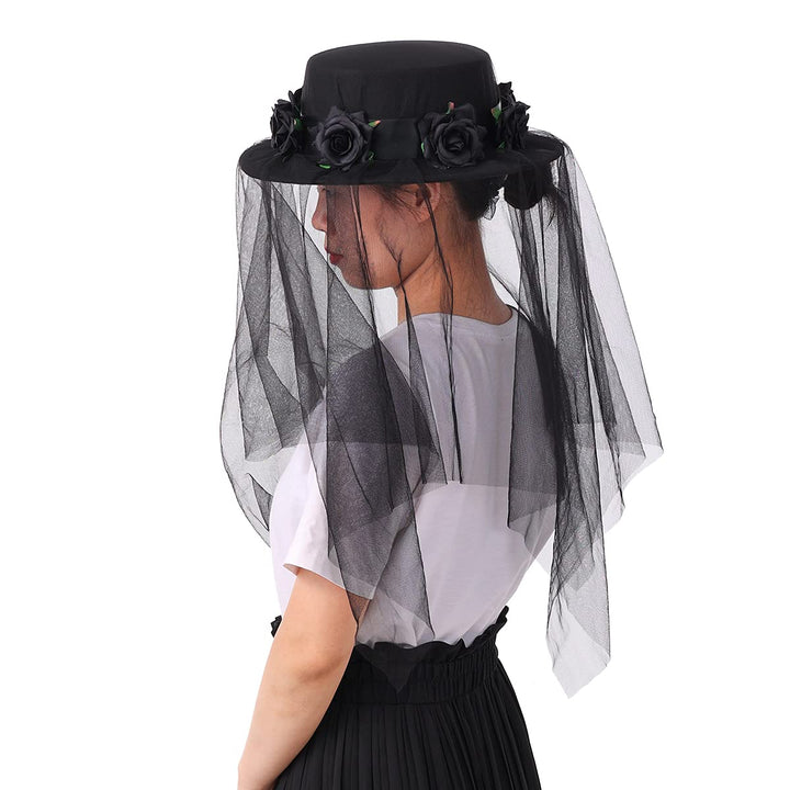 COSDREAMER Frauen Gothic Steampunk Hut unregelmässiger Schleier Thema Partyhut langer Spitzenhut (on