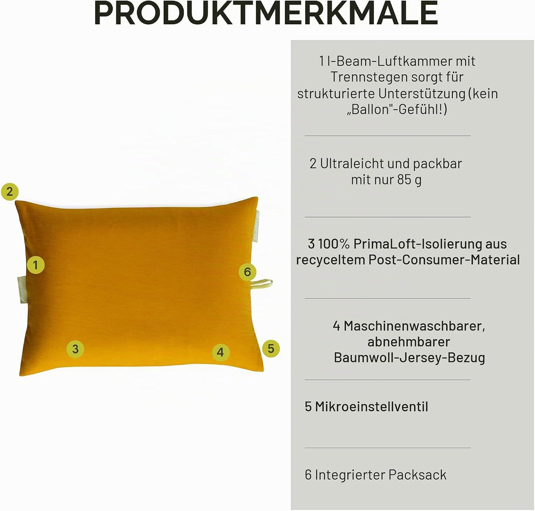 Nemo Fillo Elite Ultraleichtes Kissen, aufblasbares Rucksackkissen für Reisen, Rucksackreisen und Ca