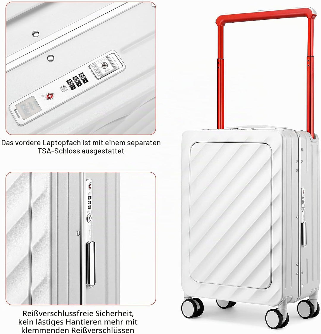 Sea choice Koffer Trolley mit Laptopfach Handgepäck Koffer Hartschale Reisekoffer aus PC mit Breite