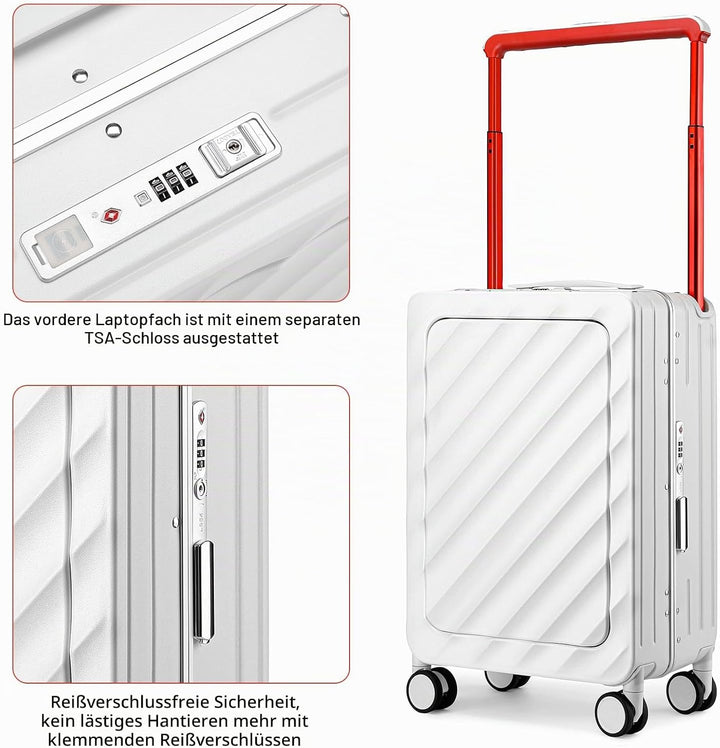 Sea choice Koffer Trolley mit Laptopfach Handgepäck Koffer Hartschale Reisekoffer aus PC mit Breite