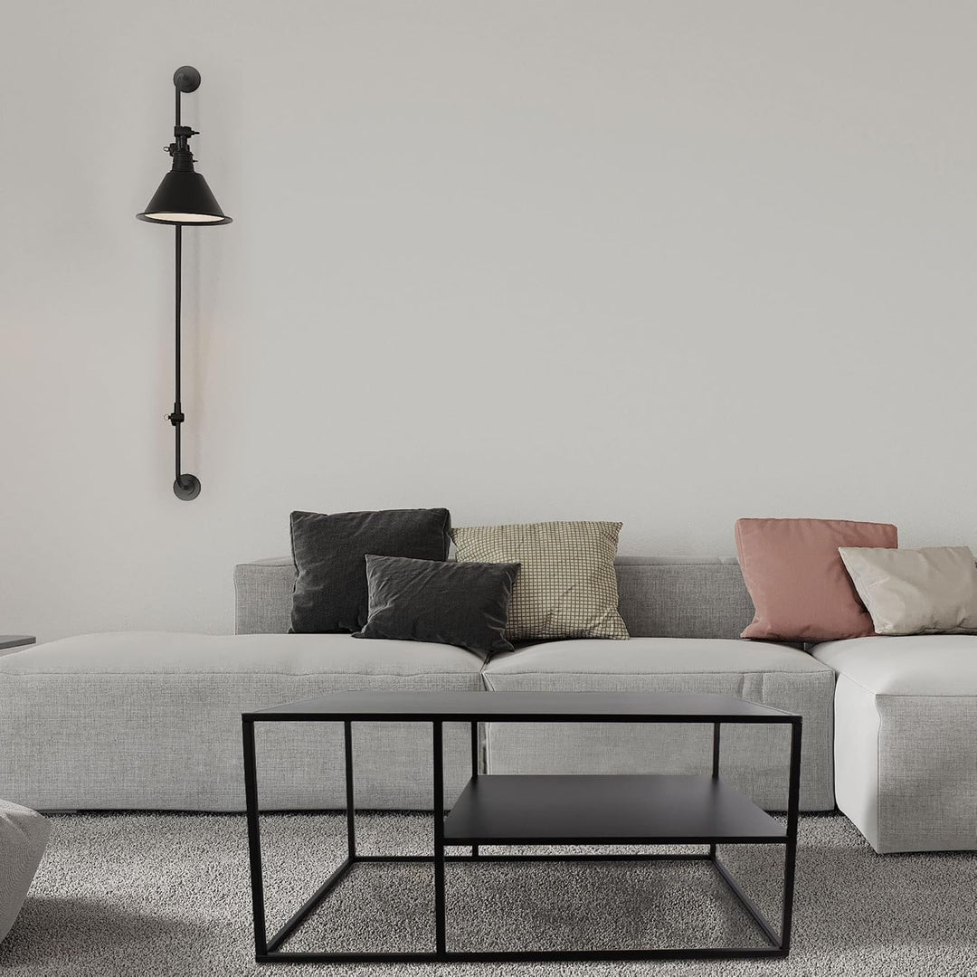 osoltus Cube Industrial Beistelltisch Couchtisch aus Metall schwarz 90x60x45 cm