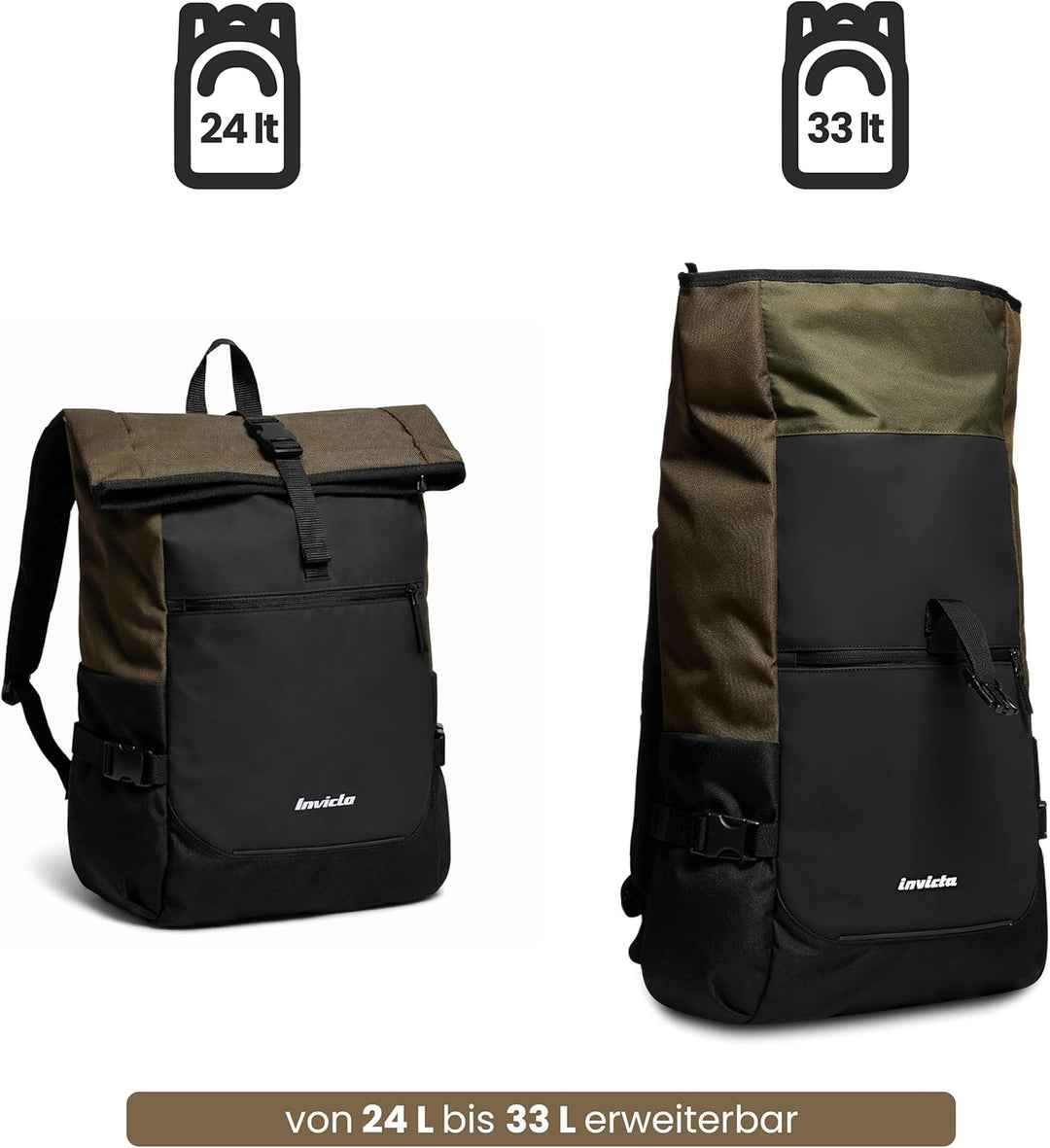 INVICTA ACT FOLD Rucksack aus nachhaltigem Stoff, Praktisch &amp; Unisex Leicht, kompakt, mit Laptopfach