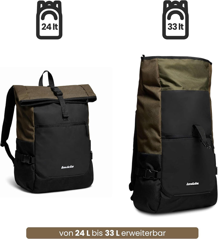 INVICTA ACT FOLD Rucksack aus nachhaltigem Stoff, Praktisch &amp; Unisex Leicht, kompakt, mit Laptopfach