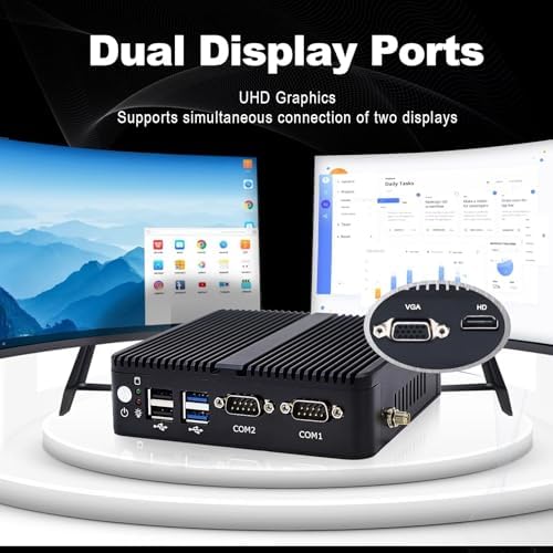 Super Kleiner PC Lüfterloser Mini-Computer Desktop-PC Celeron J4125, 8GB DDR4 RAM, 256GB SSD, Indust
