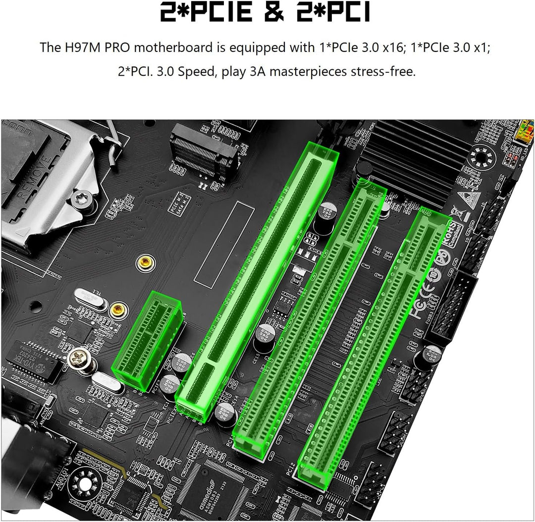 SHANGZHAOYUAN H97M PRO LGA 1150 Mainboard für Intel 4th/5th Gen Core i3 i5 i7/Pentium/Xeon (Micro AT