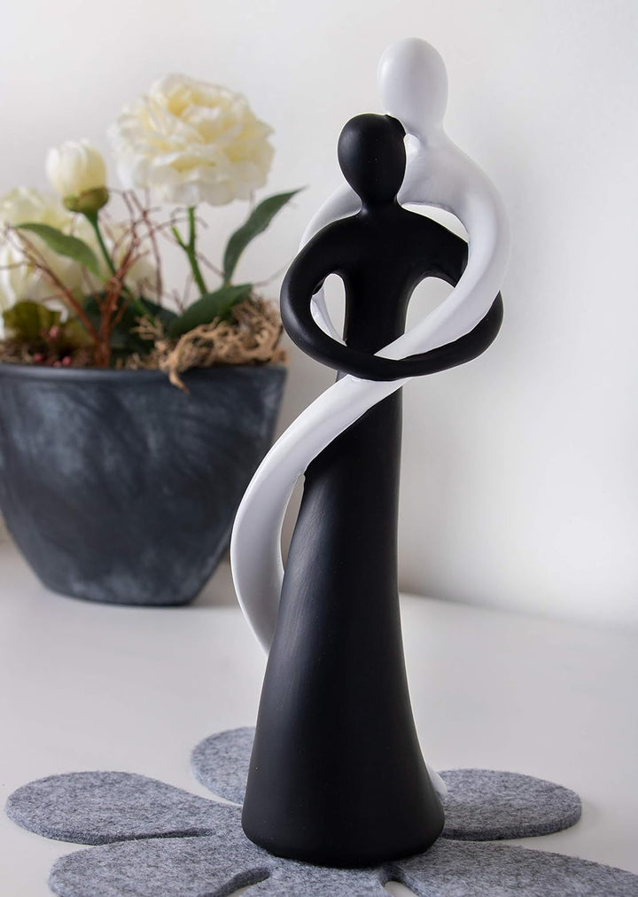 FeinKnick harmonisches Paar in Schwarz &amp; Weiss - handbemalte Skulptur aus Marmorit 27cm hoch - stilv