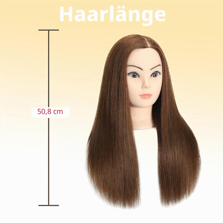 Mannequin-Kopf, 80% Echthaar, 45,7-50,8 cm, Trainingskopf, Kosmetologie, Puppenkopf, Übungskopf für