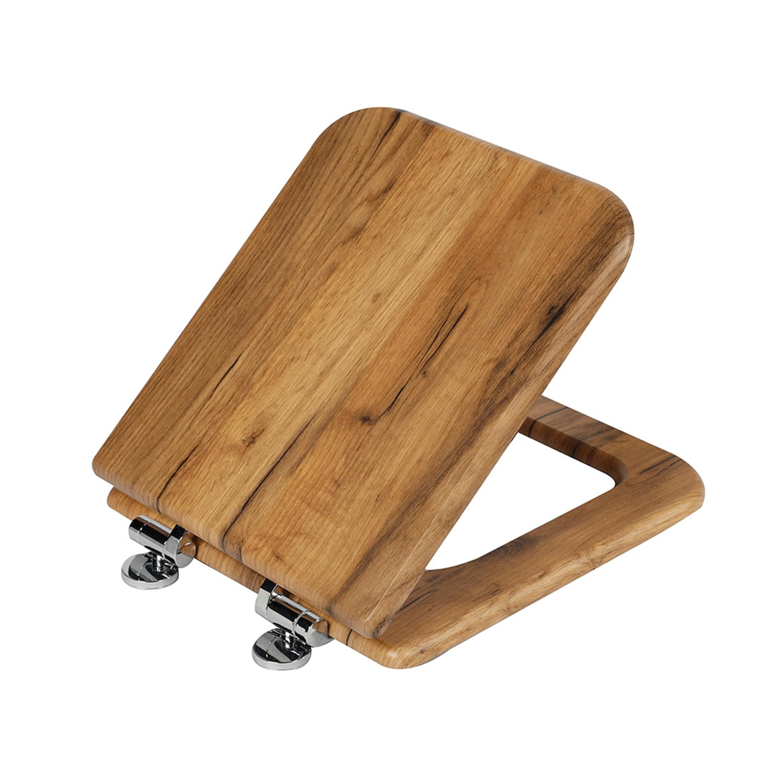MDF-Toilettensitz, Klodeckel Holz, Premium Quadrat-Förmig Toilettendeckel Mit Soft-Close-Mechanismus