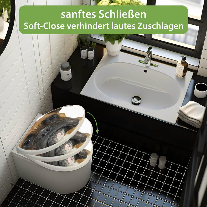 banjado Toilettendeckel mit Absenkautomatik 44,5x37cm - Soft Close Toilettensitz - WC Sitz mit Absen