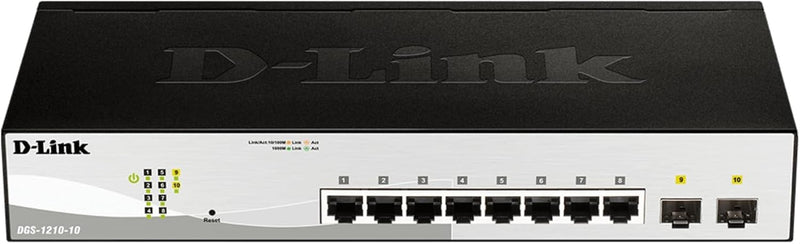 D-Link DGS-1210-10 10-Port Gigabit Smart Switch (8 x 10/100/1000 Mbit/s Base-T-Ports, 2 x 100/1000 M