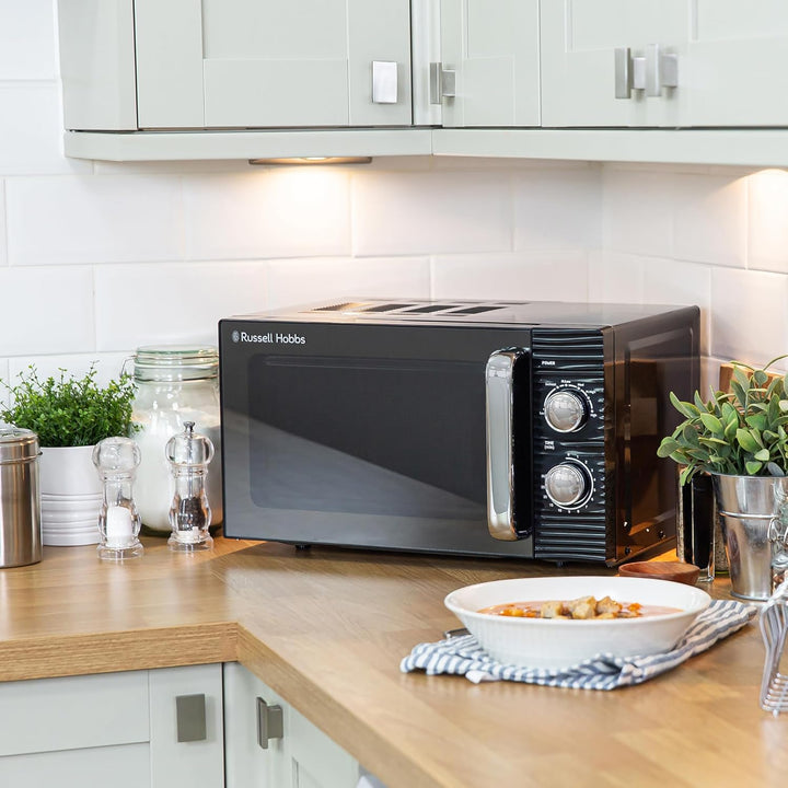 Russell Hobbs RHM1731B Inspire Solo Mikrowelle, 17 Liter, 700W, Schwarz, mit 5 Leistungsstufen, Time