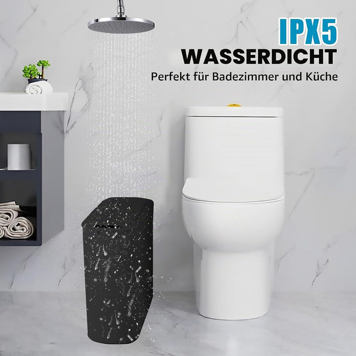 LIROPAU Abfalleimer für Badezimmer, 25 l, automatischer Kücheneimer mit Deckel, wasserdicht, elektri