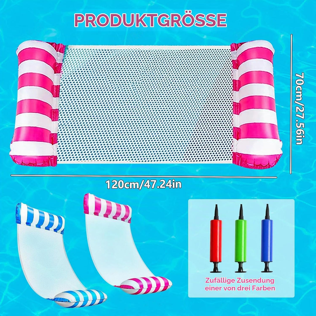2 Stück Luftmatratze Pool, 4 In 1 Aufblasbare Wasserhängematte, Schwimmmatte Pool Matratze, Zusammen