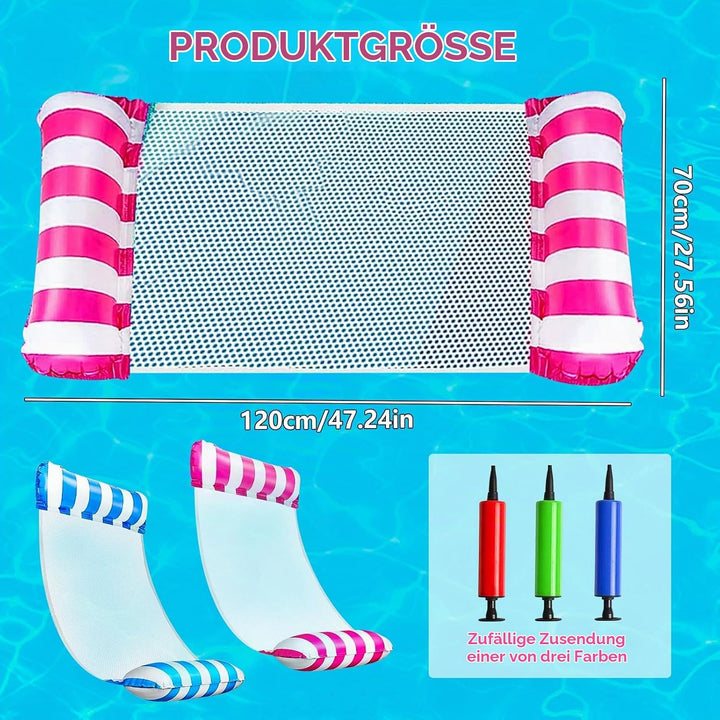 2 Stück Luftmatratze Pool, 4 In 1 Aufblasbare Wasserhängematte, Schwimmmatte Pool Matratze, Zusammen