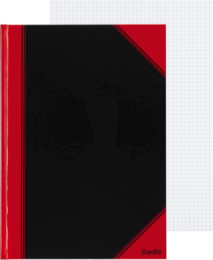 Bantex Notizbuch A4 kariert, 192 Seiten, 70 g/m², Hardcover, schwarz, 3 Stück