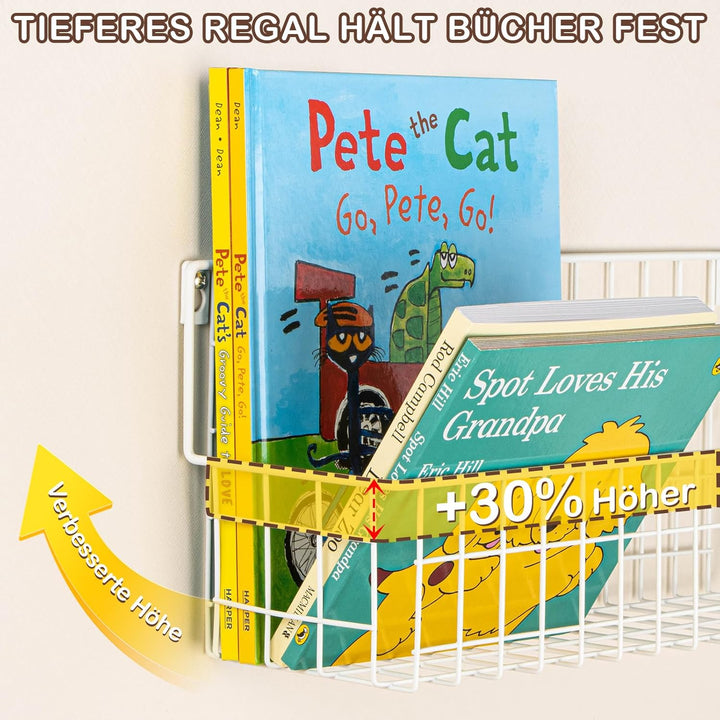 PUERSI 6er-Set Bücherregal Kinder Wand, Metall Wandregal Bücher, Hängend Regal für Kinderzimmer Aufb