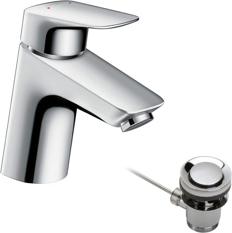 hansgrohe Waschtischarmatur MyCube, Wasserhahn Bad mit Auslauf Höhe 70 mm, mit Zugstange, Badarmatur