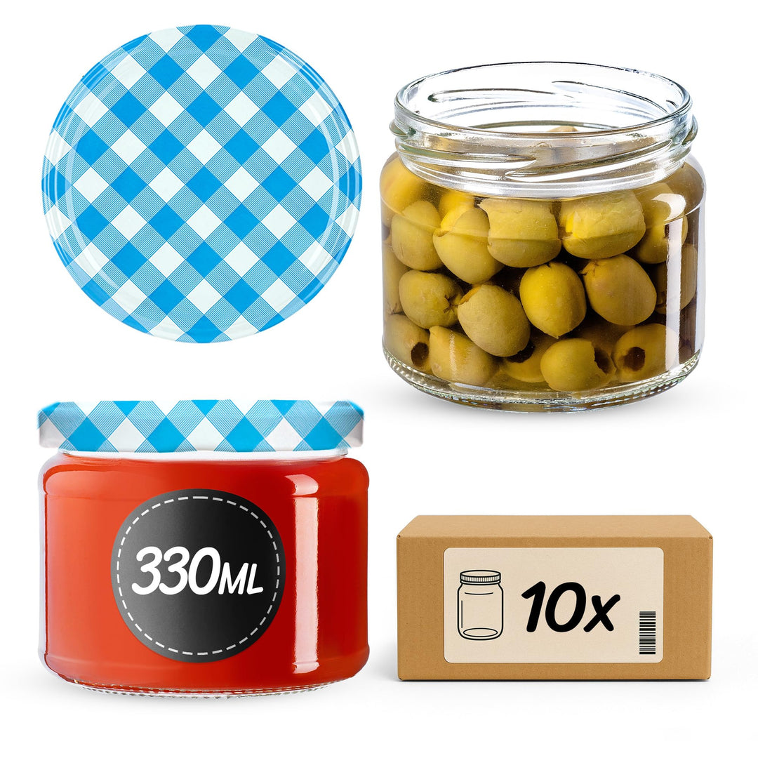KADAX 10st Einmachgläser mit Schraubdeckel, Marmeladengläser 330ml, Vorratsgläser für Marmeladen, Ko