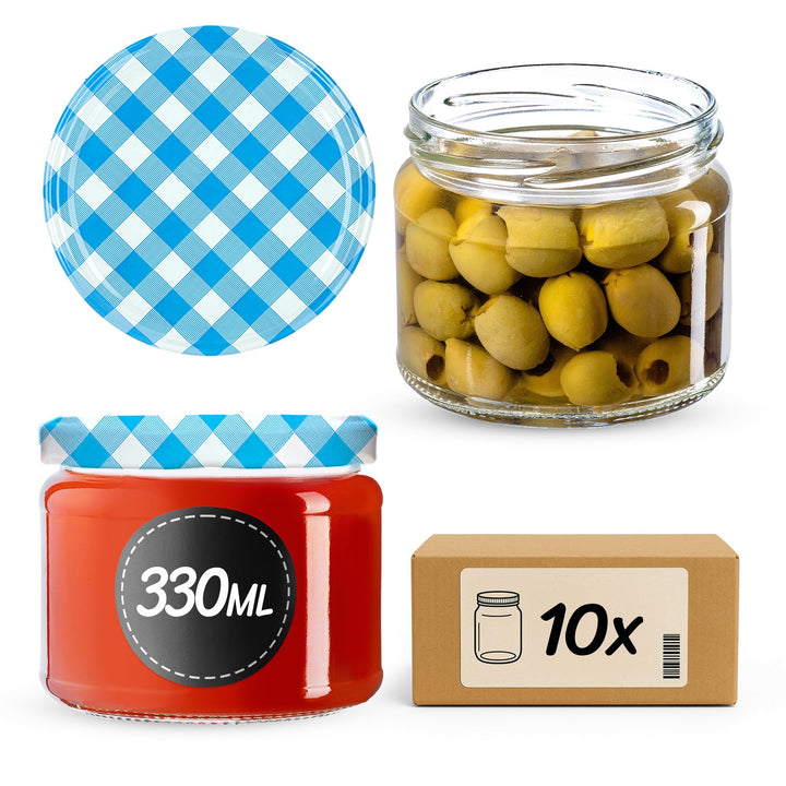 KADAX 10st Einmachgläser mit Schraubdeckel, Marmeladengläser 330ml, Vorratsgläser für Marmeladen, Ko
