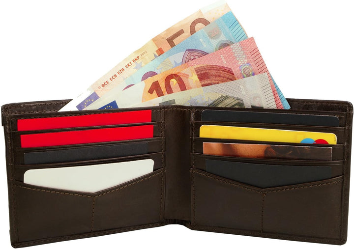 Fossil Brieftasche für Herren Derrick, 100% Leder Bifold Dunkelbraun 11,5 cm L x 2 cm B x 9 cm H ML3
