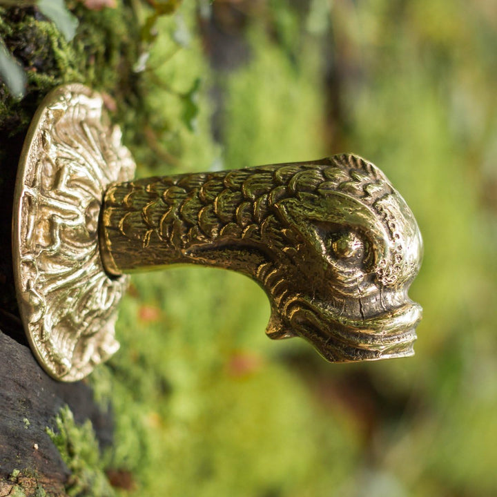 Antikas - Wasserspender Koi Brunnenfigur aus Messing Wasserspeier mit Fischkopf 1/2"