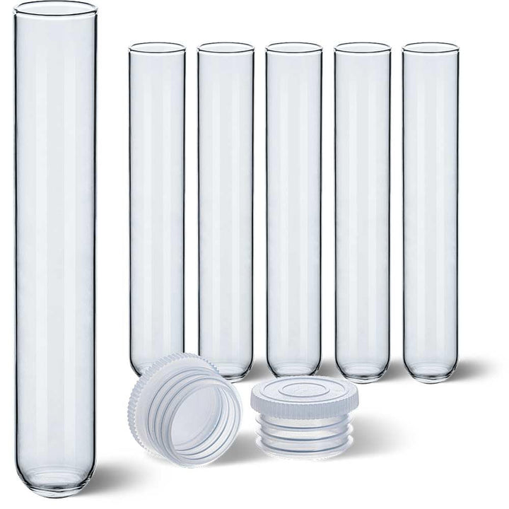 Tuuters Glas Reagenzglas mit Verschluss 25 Stück - 100 x Ø16mm Glasröhrchen | Reagenzgläser mit Deck