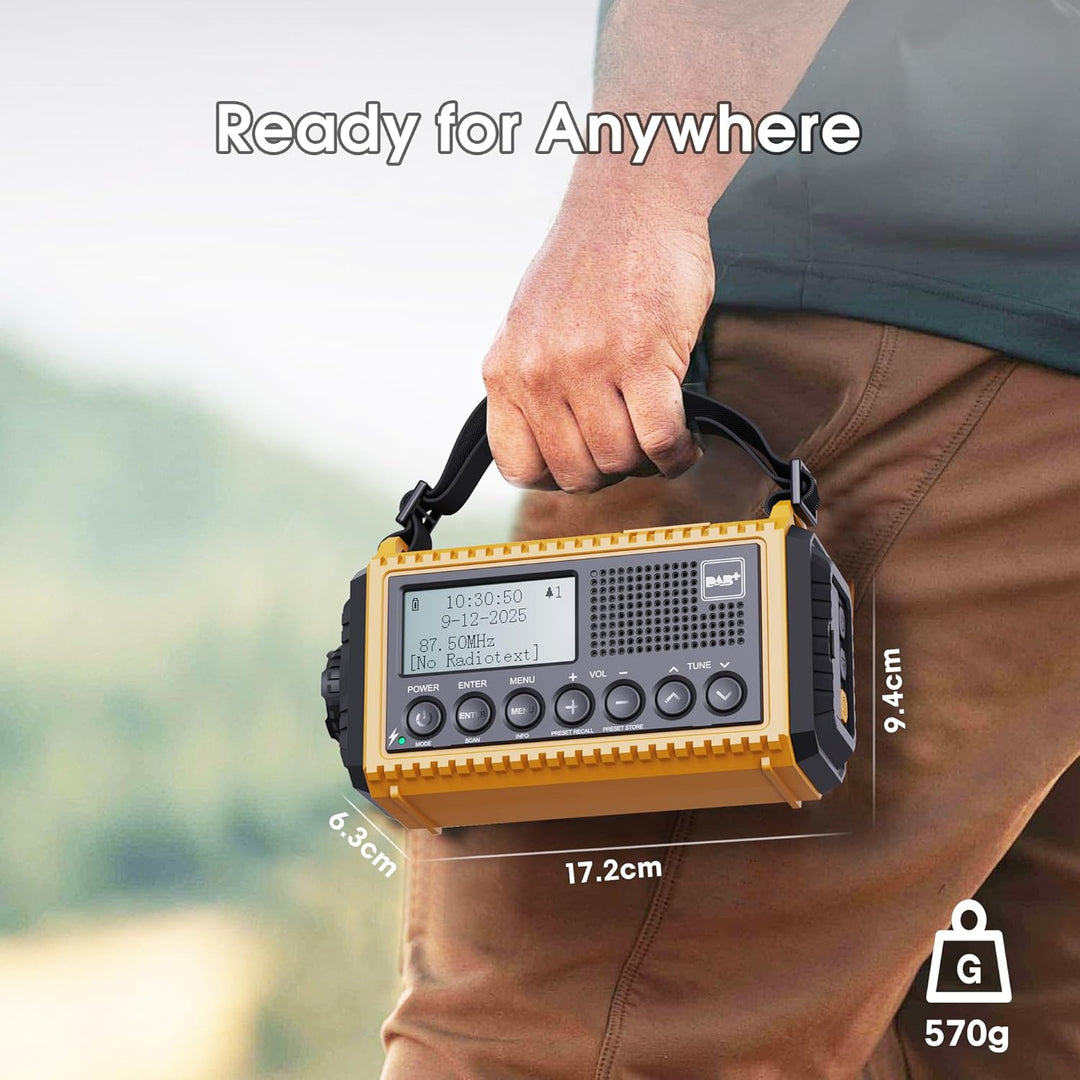 Tragbares Radio DAB+/DAB/FM mit 5000mAh Batterie Kurbelradio mit Preset-Funktion Akku Digitalradio m