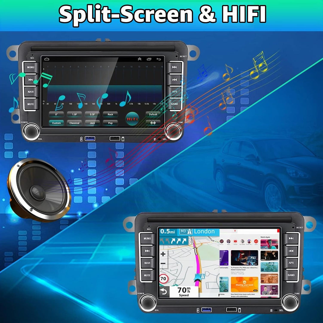 Hikity 2G 32G Autoradio mit DAB Navi für VW Passat B6 B7 Golf 5 6 Touran Polo Caddy SEAT 7 Zoll Dopp