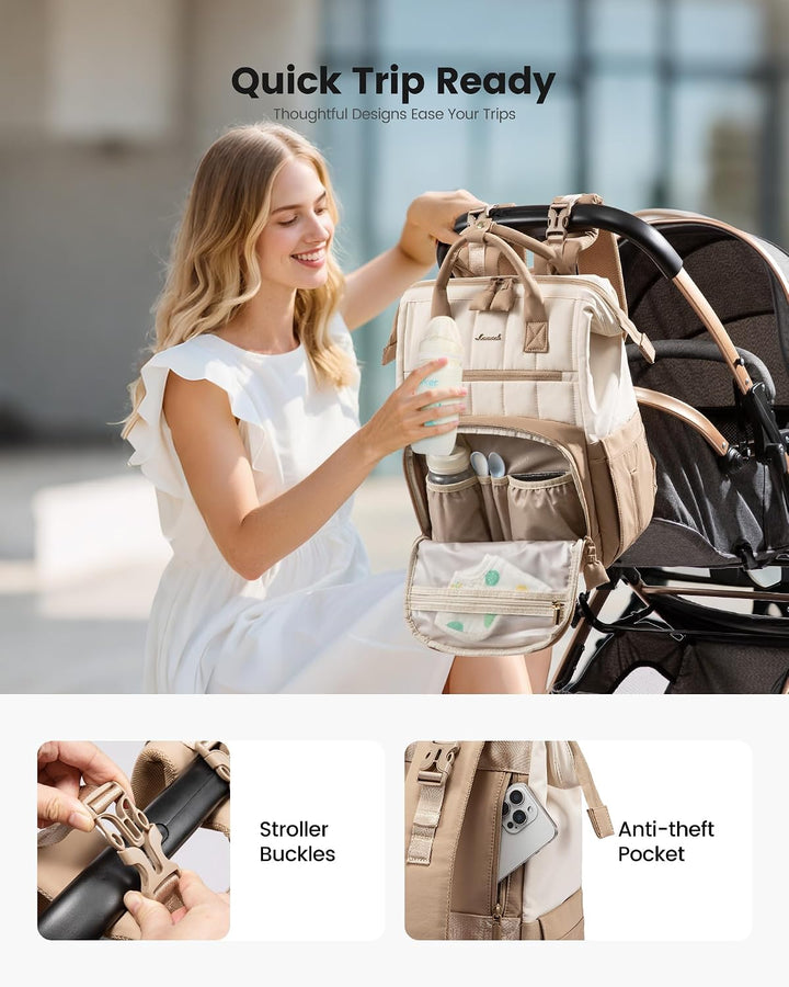 LOVEVOOK Wickelrucksack Gross Baby Wickeltasche Rucksack M Grau-beige, M Grau-beige