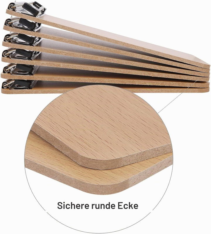 BOMKEE 6er Klemmbrett A6, Mini Schreibplatte Klemmbretter Hölzern Halter Clipboard für Hotels, Bar,