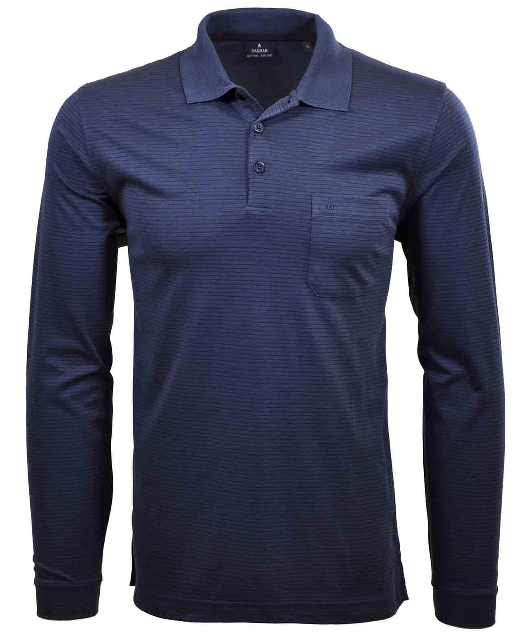 RAGMAN Herren Softknit-Poloshirt Langarm mit Zip S Azur, S Azur